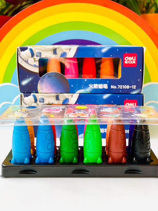 π Rocket Shape Crayon Set- 12 Colors
