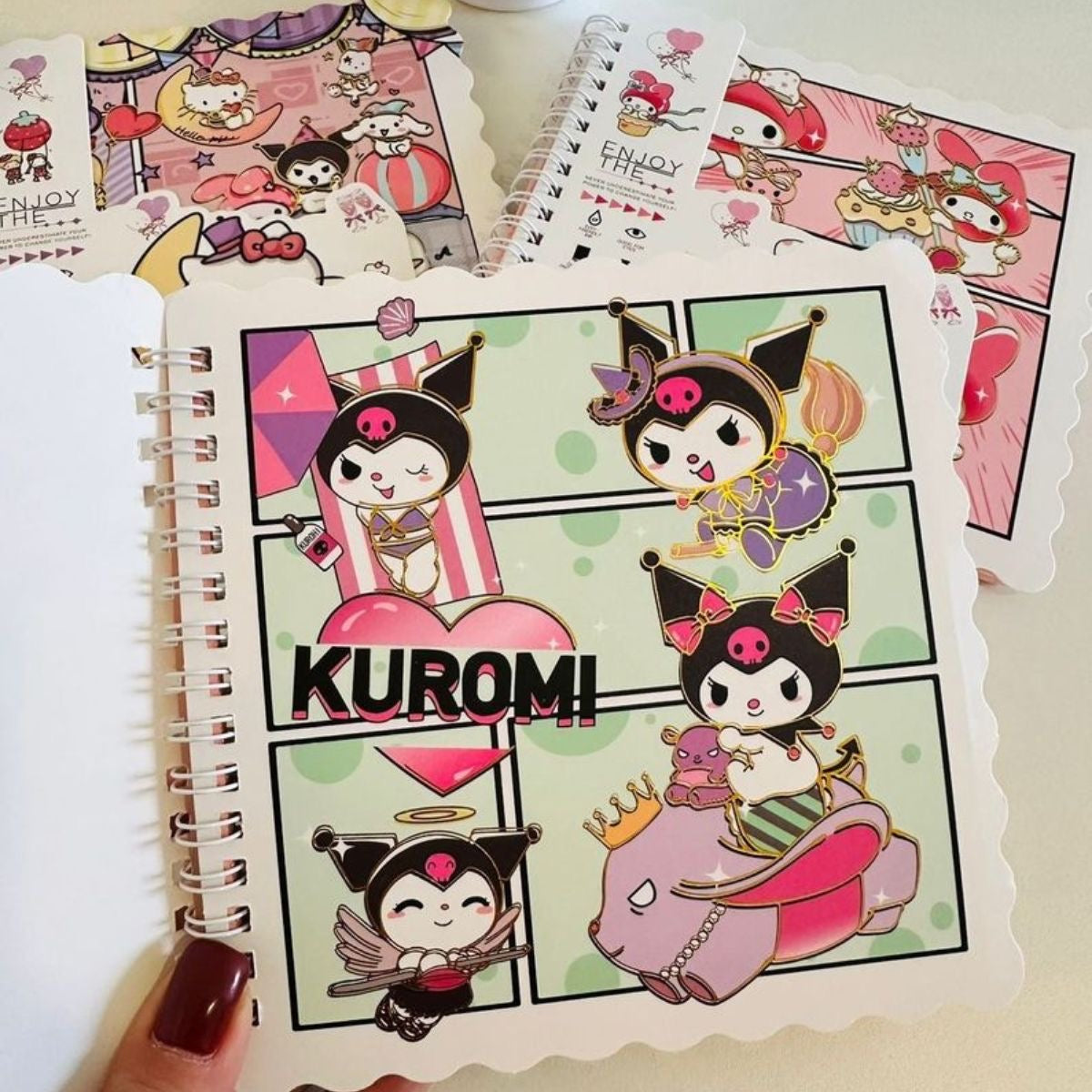 🎀 Sanrio Character Spiral Notebook – Scallop Edge Design