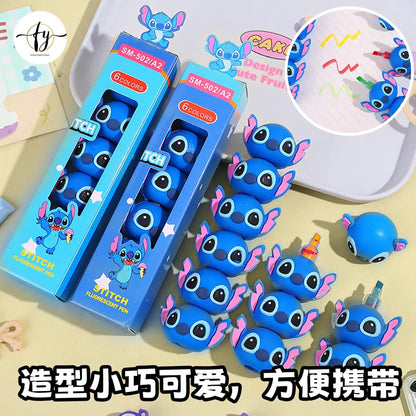 🎀 Stitch 6 color Highlighter Pen