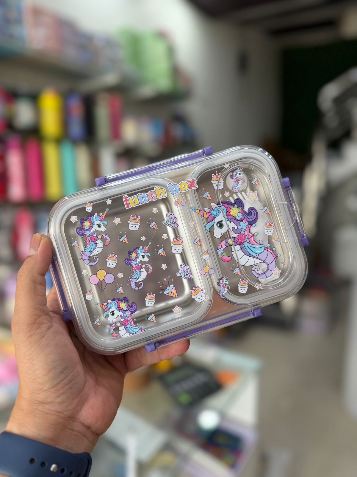Unicorn Theme 2 Grid Lunch Box