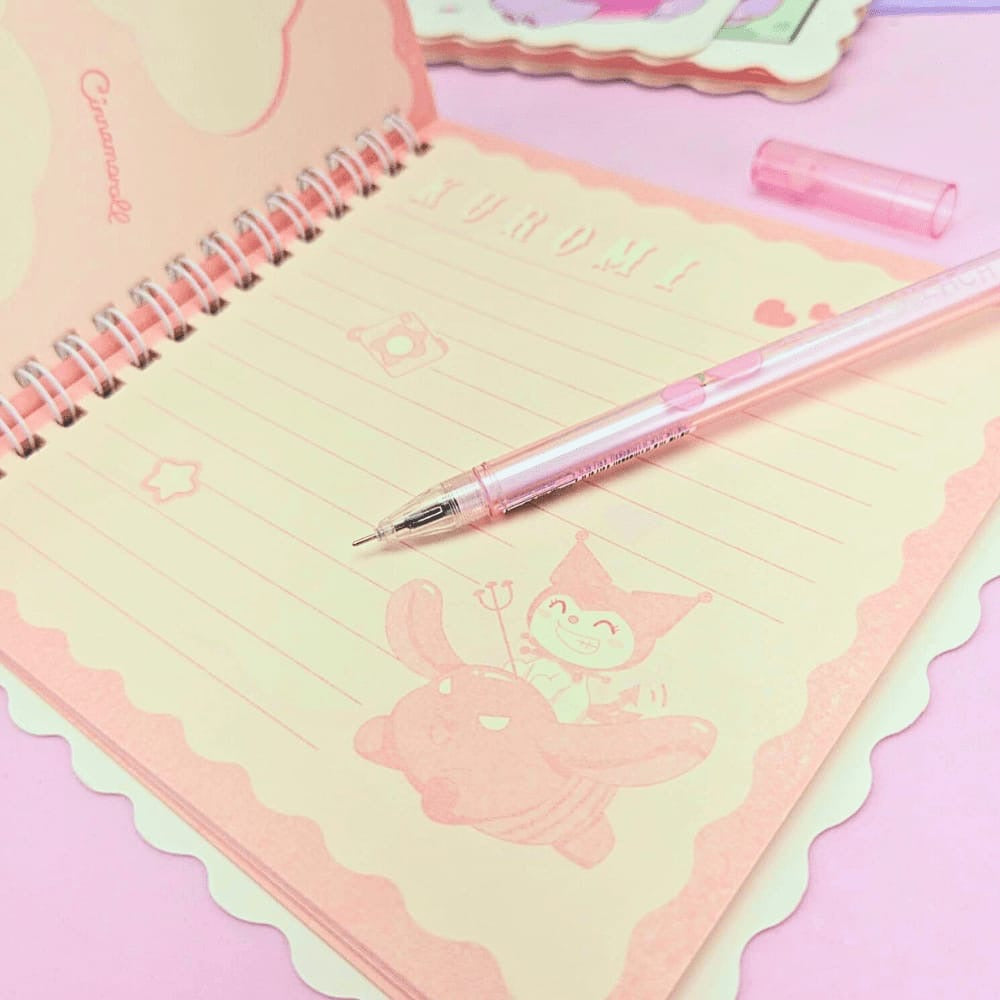 🎀 Sanrio Character Spiral Notebook – Scallop Edge Design