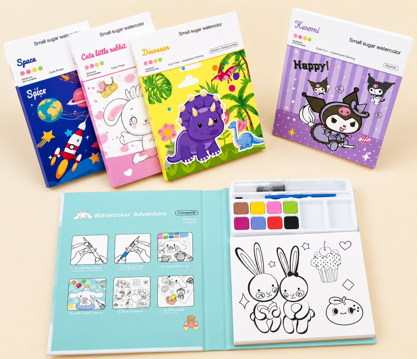 🎀 Watercolor  Painting Book Set 🎨✨