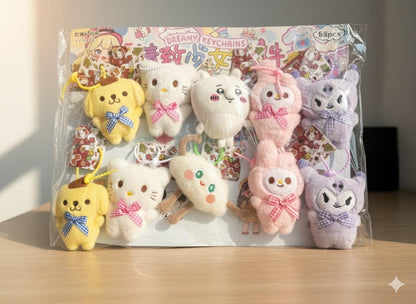 🎀Kawaii Plush Character Keychains – Soft Toy Bag Charms