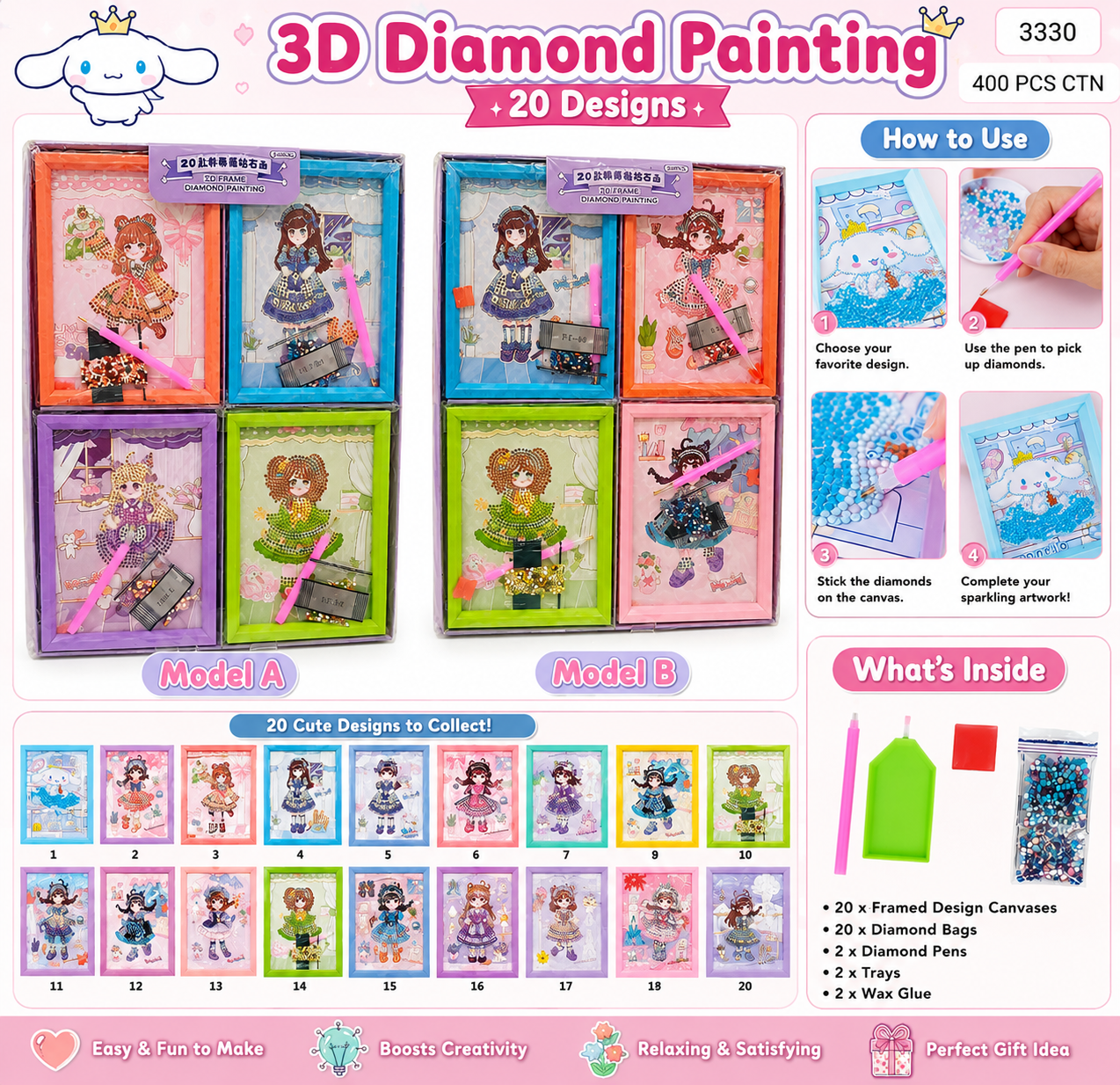 🎀 3D Diamond Painting Frame – Individual Design ✨🎨