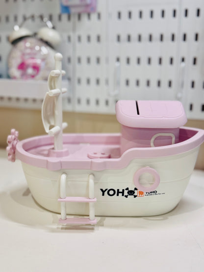 🎀 Ship Shaped piggy bank with lock and key