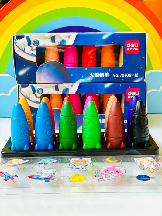 🎀 Rocket Shape Crayon Set- 12 Colors