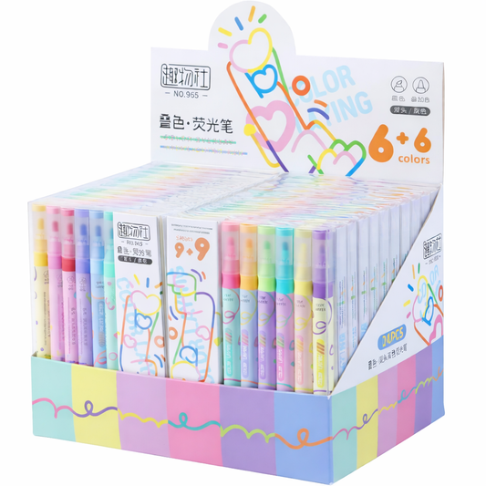 🌸Magic Overlap Dual-Tip Markers – Pastel & Neon Set