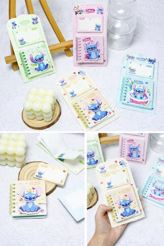 🌸Stitch Mini Combo Spiral Notebook & Sticky Note