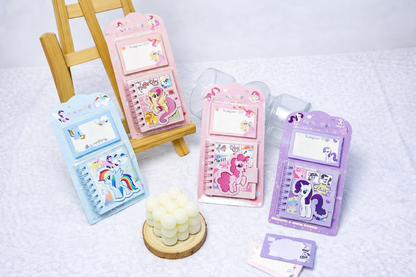 🌸Cute Pony Mini Combo Spiral Notebook & Sticky Note Set