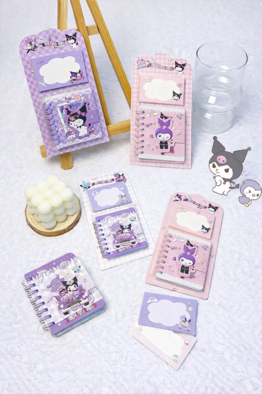 🌸Kuromi Mini Combo Spiral Notebook & Sticky Note Set