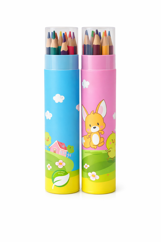 🧸Bunny & Bear Color Pencil Tube – 12 Shades