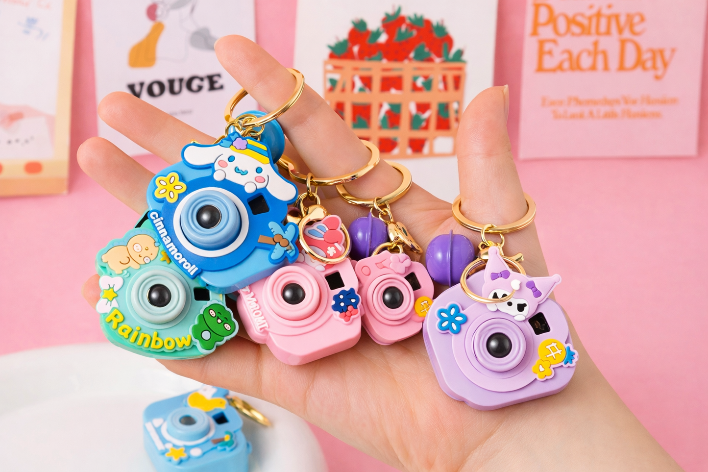 🌸Kawaii Mini Camera Keychains With Mini Projector