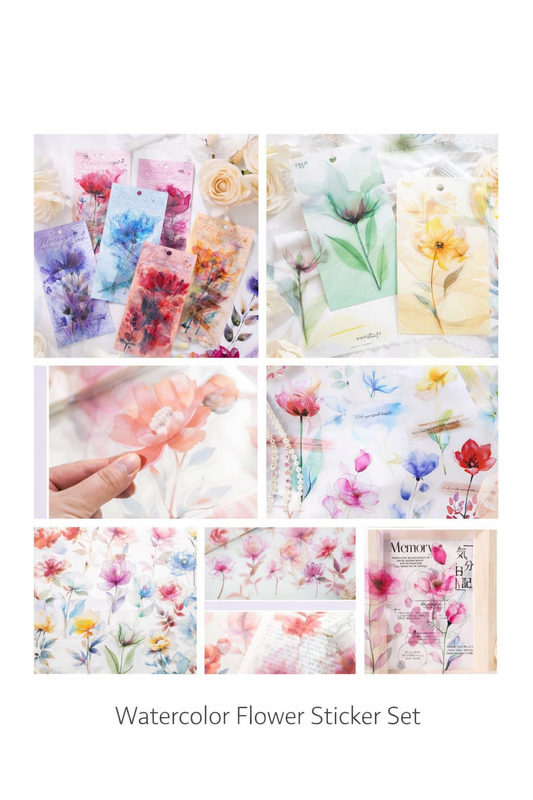 🎀 Water Color Flower Sticker Set