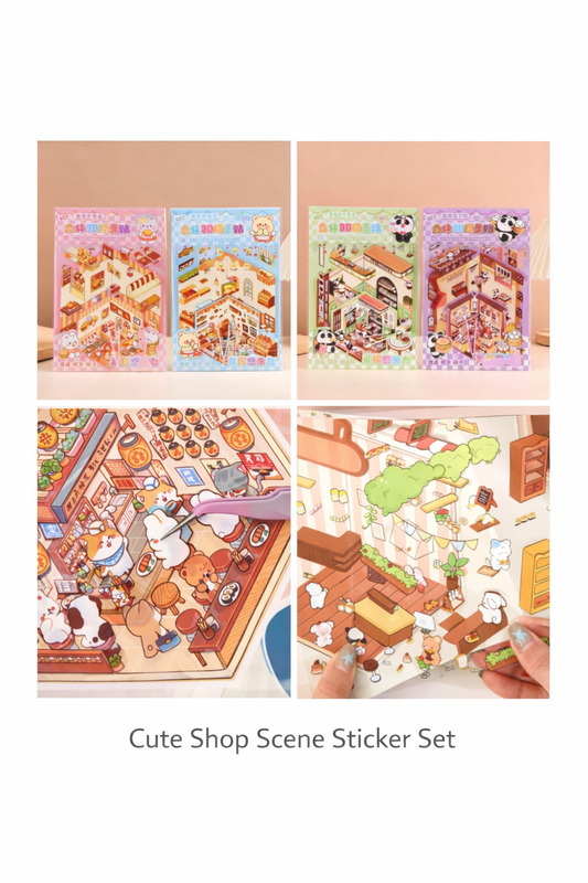 🎀 Cute Shop Scene Sticker Set