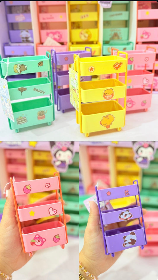 🎀 Cute Mini 3-Tier Storage Trolley 🌈