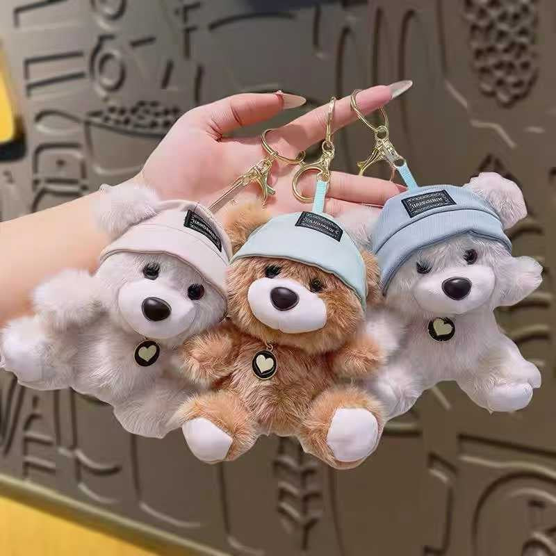 🎀 Teddy Bear Plush Keychain – Cute Bag Charm