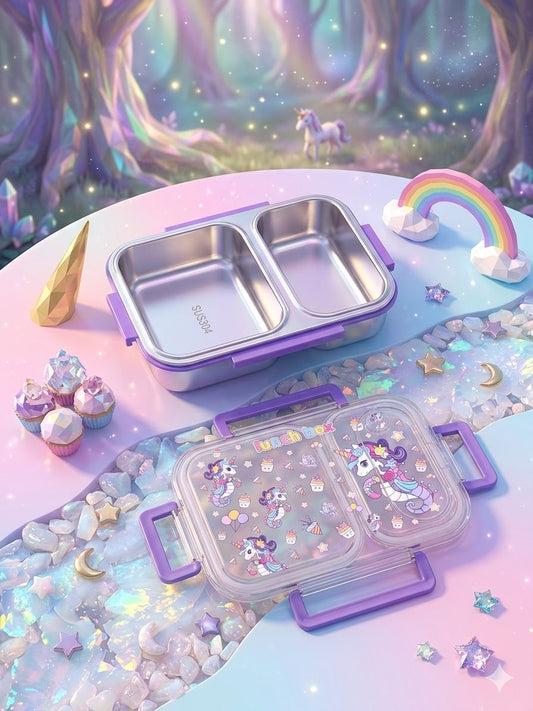 Unicorn Theme 2 Grid Lunch Box